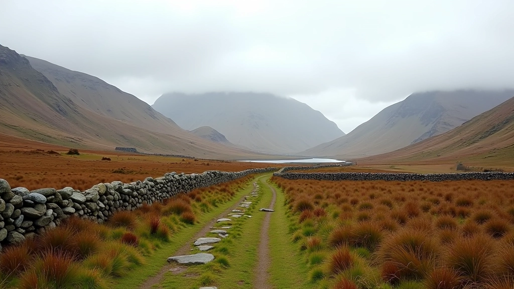 Vibrant Connemara landscape with dramatic mountain scenery and traditional stone walls